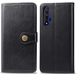 Wewoo Housse Coque Étui en cuir de protection pour téléphone portable avec boucle de couleur unie rétro lanière et cadre photo et fente carte et portefeuille et fonction de support Huawei Honor 20 noir