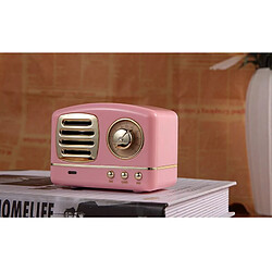 Universal Haut-parleur Bluetooth portable sans fil mini rétro radio carte USB/TF lecteur de musique hifi 3D stéréo autour du subwoofer | haut-parleur portable (rose)