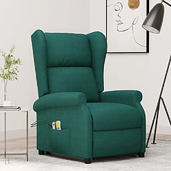 vidaXL Fauteuil de massage Vert foncé Tissu