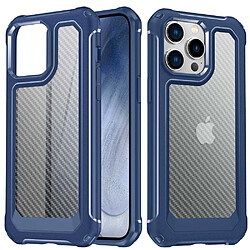 Coque en TPU anti-rayures, texture fibre de carbone pour votre iPhone 14 Pro - bleu