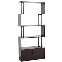 Decoshop26 Bibliothèque séparateur de pièce étagère de séjour compartiment de rangement avec porte 183 x 80 cm MDF marron foncé 04_0005896