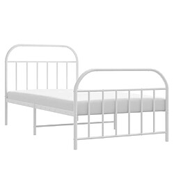 Acheter Maison Chic Lit adulte - Lit simple Cadre de lit métal avec tête de lit/pied de lit,Structure du lit Contemporain pour chambre blanc 100x190cm -MN30873