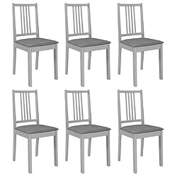 Decoshop26 Lot de 6 chaises de salle à manger avec coussins d'assise design classique cadre en bois gris DEC025469