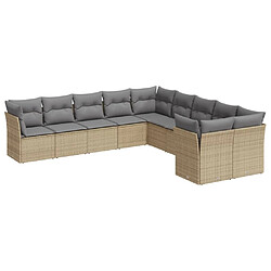 Maison Chic Salon de jardin avec coussins 10 pcs | Ensemble de Table et chaises | Mobilier d'Extérieur beige résine tressée -GKD52291