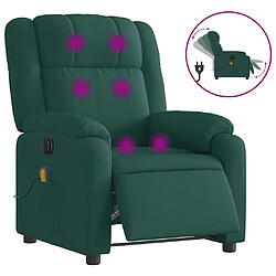 vidaXL Fauteuil de massage inclinable électrique Vert foncé Tissu