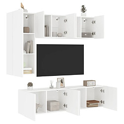 vidaXL Unités murales TV 5 pcs blanc bois d'ingénierie