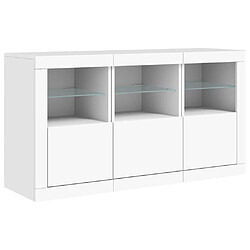 Maison Chic Commode Buffet - Meuble de rangement avec lumières LED blanc 123x37x67 cm -GKD67067 pas cher