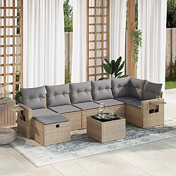 vidaXL Salon de jardin avec coussins 8 pcs beige résine tressée