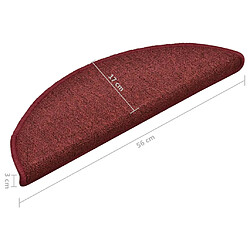 vidaXL Tapis de marches d'escalier 15 pcs Rouge 56x17x3 cm pas cher