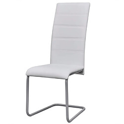 Maison Chic Lot de 2 Chaises à manger cantilever,Chaises de cuisine style scandinave - blanc similicuir -MN10579