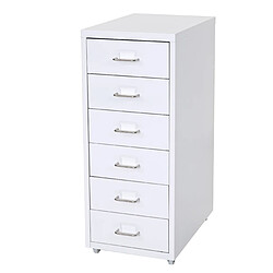 Acheter Decoshop26 Caisson à tiroirs rangement bureau sur roulettes 69x28x41cm 6 tiroirs en acier blanc 04_0004357