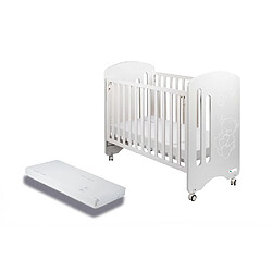 Interbaby Lit Bébé pour Matelas 60x120-Lovely-Blanc avec Matelas 