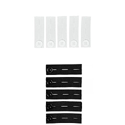 10 Pcs Haute Élastique Taille Extender Réglable Pantalon Bouton Fit 3 Trous Noir Blanc