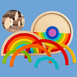 7 pièces En Bois de Nidification Puzzle Creative Building Blocks Jeu Jouet Éducatif pour Bébé Enfant En Bas Âge