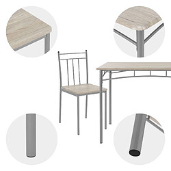 ML-Design Set table de salle à manger avec 4 chaises 110 cm chêne clair pieds en acier pas cher