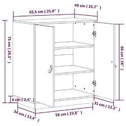 vidaXL Buffet Noir 65,5x40x75 cm Bois massif de pin pas cher