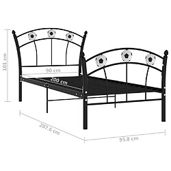 vidaXL Cadre de lit sans matelas noir métal 90x200 cm pas cher