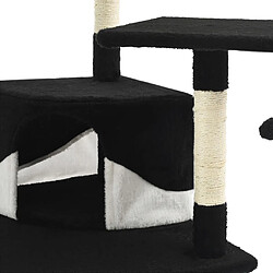 Helloshop26 Arbre à chat griffoir grattoir niche jouet animaux peluché en sisal 203 cm noir et blanc 3702107 pas cher