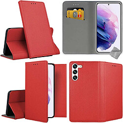 Htdmobiles Housse etui portefeuille avec coque intérieure en silicone pour Oppo Reno 6 5G + film ecran - ROUGE MAGNET