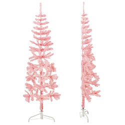 Acheter vidaXL Demi sapin de Noël artificiel mince avec support Rose 150 cm