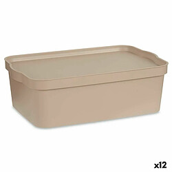 Kipit Boîte de rangement avec couvercle Beige Plastique 14 L 29,5 x 14,5 x 45 cm (12 Unités)