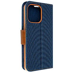 Avizar Étui pour iPhone 14 Pro Max Tissu Portefeuille Support Série Canvas Book Bleu