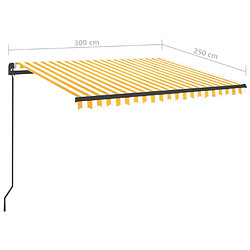 vidaXL Auvent manuel rétractable avec LED 3x2,5 m Jaune et blanc pas cher