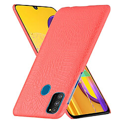 Wewoo Coque Rigide Pour Galaxy M30s Crocodile antichoc Texture PC + Etui PU Rouge