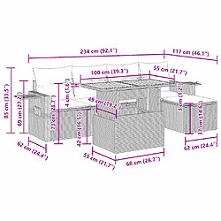 vidaXL Salon de jardin avec coussins 6 pcs beige résine tressée pas cher