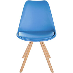 Decoshop26 Chaise de salle à manger x1 style scandinave assise en PVC bleu clair et pieds ronds en bois clair 10_0001436