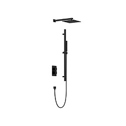 Vente-Unique Ensemble de douche encastrable avec mitigeur thermostatique et support mural réglable - Noir mat - TEREK