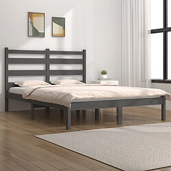 vidaXL Cadre de lit sans matelas gris bois massif 200x200 cm 