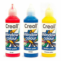 Graines Creatives 3 peintures repositionnables pour vitres 80 ml - jaune citron-rouge-bleu foncé