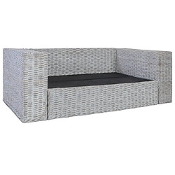 Maison Chic Canapé à 2 places,Sofa de Salon,Canapé droit avec coussins Gris Rotin naturel -GKD409490