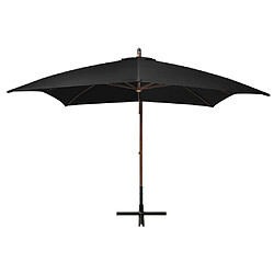 Maison Chic Parasol Jardin | Parasol suspendu avec mat Noir 3x3 m Bois de sapin massif - GKD77028