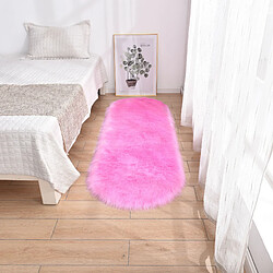 LUUCOZK Tapis moelleux en fausse fourrure, tapis à poils longs pour chambre à coucher, salon, rose rouge-60x160cm ovale