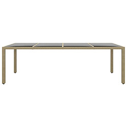 vidaXL Table de jardin avec dessus en verre beige résine tressée