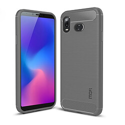 Wewoo Coque en TPU fibre de carbone texturée pour Galaxy A6 + (2018) (Gris)