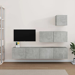 vidaXL Ensemble de meubles TV 4 pcs Gris béton Bois d'ingénierie