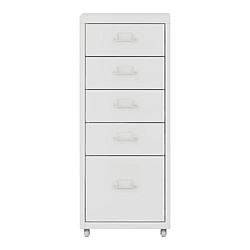 Avis Helloshop26 Caisson de bureau meuble de rangement pour documents dossiers fournitures de bureau à roulettes avec 5 tiroirs 69 x 28 x 41 cm blanc 03_0006328