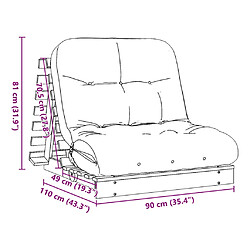 vidaXL Canapé-lit futon avec matelas 90x206x11 cm bois massif de pin pas cher