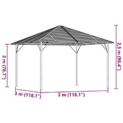 Acheter vidaXL Belvédère avec toit 3x3 m Anthracite