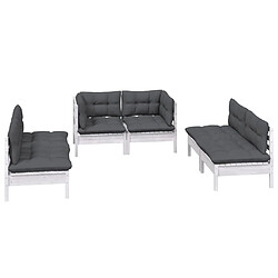 Avis Maison Chic Salon de jardin 6 pcs + coussins - Mobilier/Meubles de jardin - Table et chaises d'extérieur bois de pin massif -MN20409