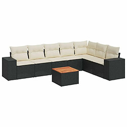 Maison Chic Ensemble Tables et chaises d'extérieur 8 pcs avec coussins,Salon de jardin noir résine tressée -GKD411364