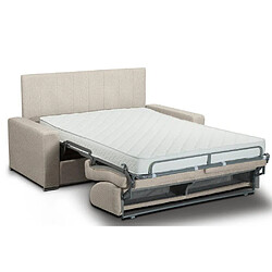 Inside 75 Canapé lit CanapExpress lattes 140cm matelas mémory 22cm tête de lit intégrée cuir vachette beige