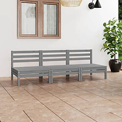 Maison Chic Salon de jardin 3 pcs - Table et chaises d'extérieur - Mobilier/Meubles de jardin Moderne Gris Bois de pin massif -MN74403