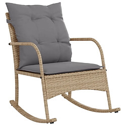 vidaXL Chaise à bascule de jardin avec coussins beige résine tressée