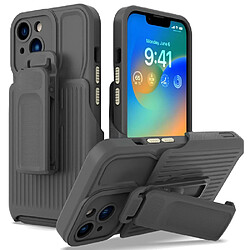 Coque en TPU anti-chocs avec béquille à clip amovible pour votre iPhone 14 - gris