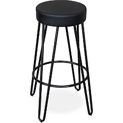 ICONIK INTERIOR Tabouret Rond - Design Industriel - 80 cm - Elan Noir