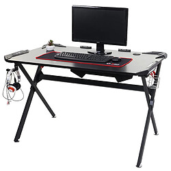 Decoshop26 Bureau table d'informatique 120x75cm porte-gobelet porte-casque en MDF et métal noir 04_0001444 pas cher